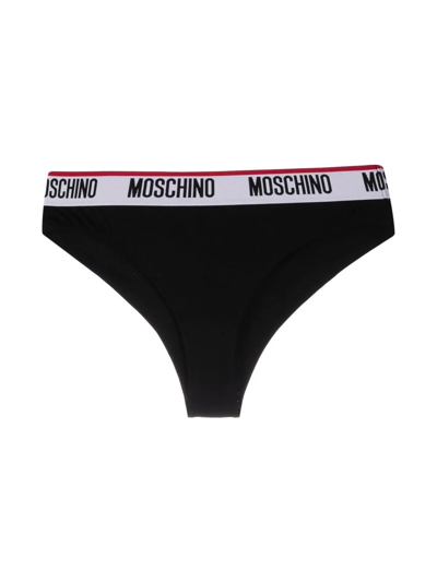 Shop Moschino Logo Waistband Briefs In Black