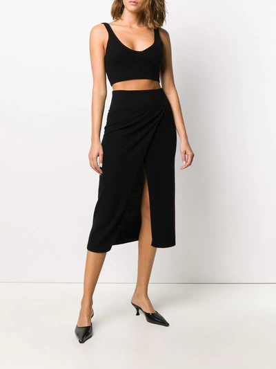 Cashmere In Love Ribbed-knit Cropped Top In Black