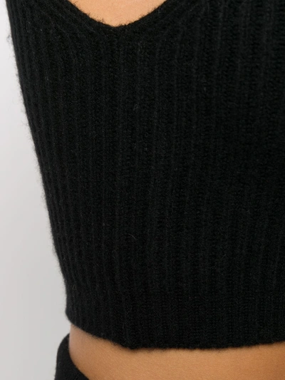 Cashmere In Love Ribbed-knit Cropped Top In Black
