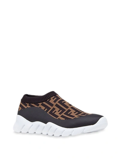 Shop Fendi Tech Fabric Low-tops In Brown