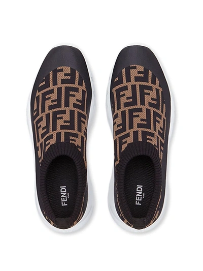 Shop Fendi Tech Fabric Low-tops In Brown