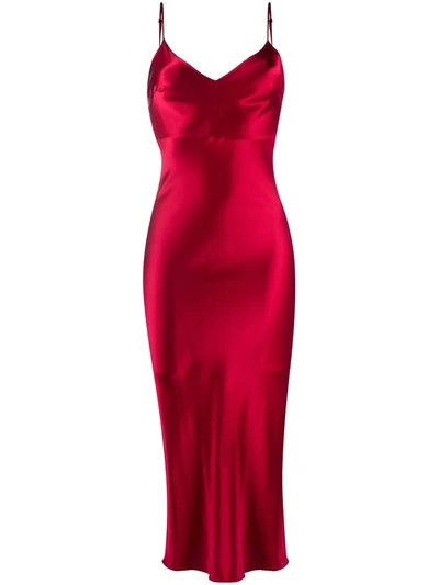 Gilda & Pearl Sophia Midi Silk Slip Dress In Red