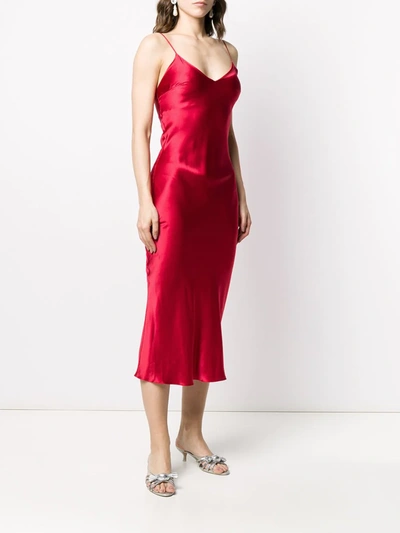 Gilda & Pearl Sophia Midi Silk Slip Dress In Red