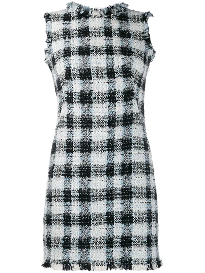 Shop Alexander Mcqueen Bouclé Tweed Mini Dress In Blue