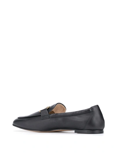 Shop Tod's T Logo Loafers In Black