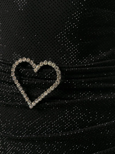 Shop Philipp Plein One-shoulder Crystal-heart Dress In Black