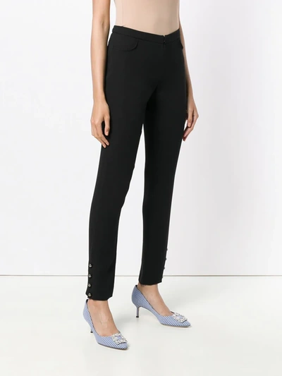 Pre-owned Chanel High-waist Silk Tailored Trousers In Black