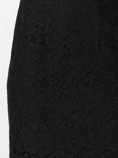 Shop Dolce & Gabbana Floral-lace Midi Skirt In Black