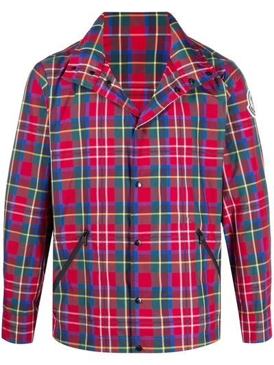 Shop Moncler Tartan-print Windbreaker Jacket In Red