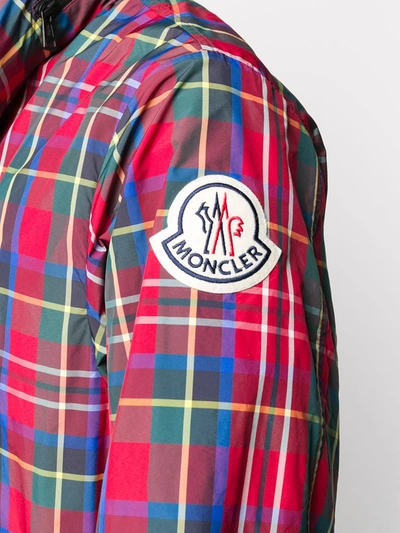 Shop Moncler Tartan-print Windbreaker Jacket In Red