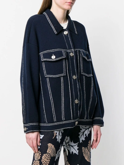 Barrie Stitch-detail Denim Jacket In Blue