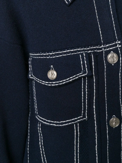 Shop Barrie Stitch-detail Denim Jacket In Blue