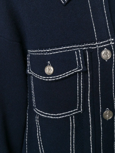 Barrie Stitch-detail Denim Jacket In Blue
