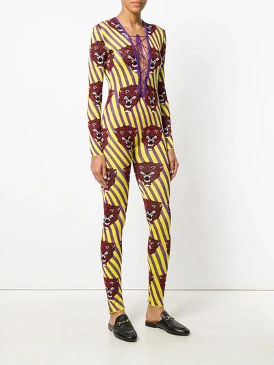 Shop Gucci Tiger Face Jumpsuit In Multicolour