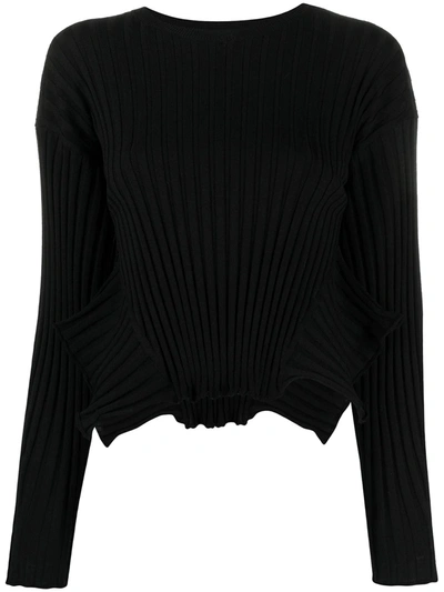 Stella Mccartney Rib Wool Blend Crop Sweater In Black