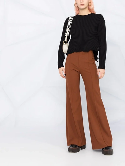 Stella Mccartney Rib Wool Blend Crop Sweater In Black