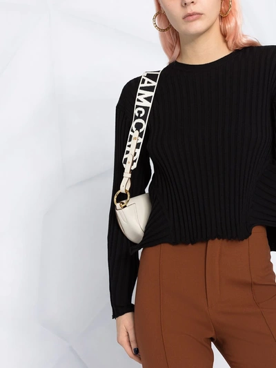 Stella Mccartney Rib Wool Blend Crop Sweater In Black