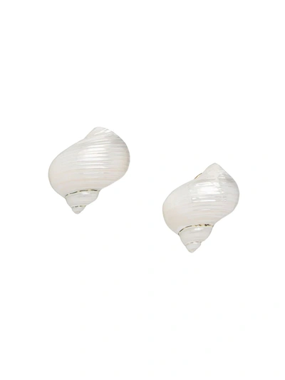 Shop Prada Shell Detail Earrings In White