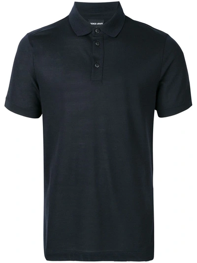 Shop Giorgio Armani Basic Polo Shirt In Blue
