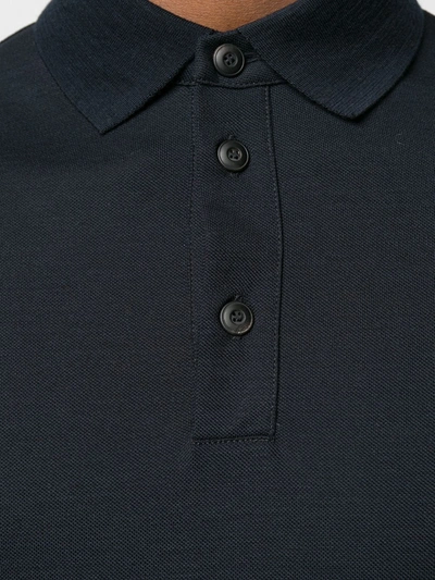 Giorgio Armani Button Placket Polo Shirt In Blue