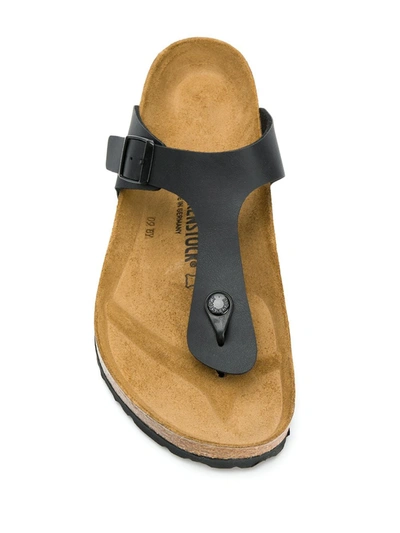 Birkenstock Leather Buckle Flip Flops In Black