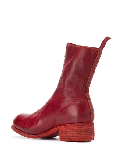 Shop Guidi Zip Front Ankle Boots In Red