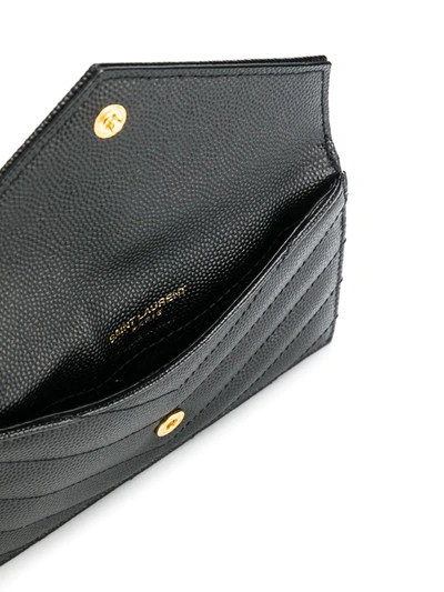 Shop Saint Laurent Monogram Compact Wallet In Black