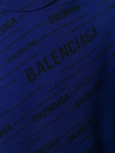 Shop Balenciaga Diagonal Logo Sweater In Blue