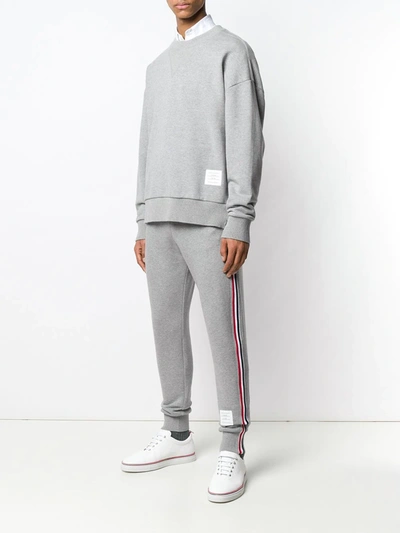 Shop Thom Browne Rwb Stripe Loopback Sweatpants In Grey