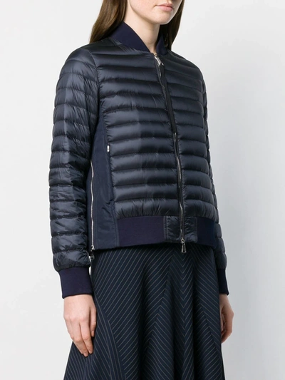 Shop Moncler Padded Panelled Bomber Jacket In Blue