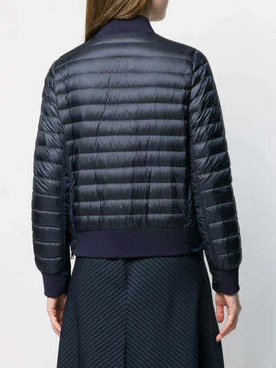 Shop Moncler Padded Panelled Bomber Jacket In Blue