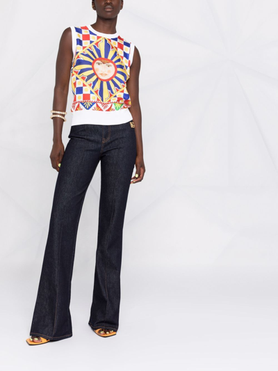 Dolce & Gabbana Printed Silk Sweater Vest In Weiss