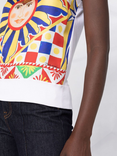 Shop Dolce & Gabbana Carretto-print Silk Vest Top In Weiss