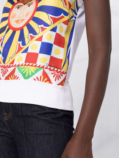 Dolce & Gabbana Printed Silk Sweater Vest In Weiss