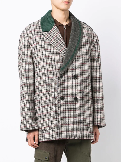 Shop Five Cm Check-print Double-breasted Blazer In Weiss