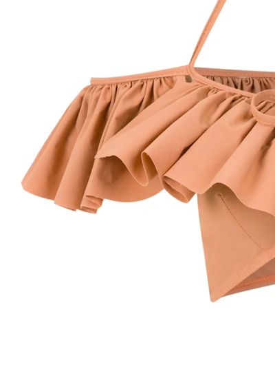 Amir Slama Ruffled Bikini In Neutrals