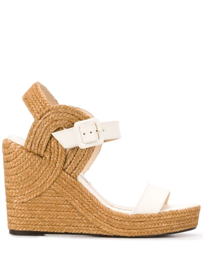 Shop Jimmy Choo Delphi 100mm Wedge Sandals In White