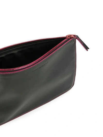 Comme Des Garçons Contrast Stitch Trim Zipped Wallet In Black