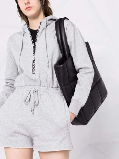 Shop Michael Michael Kors Zip-up Hooded Playsuit In Grey