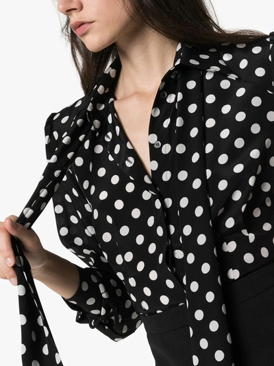 Shop Dolce & Gabbana Paddy Pussy-bow Polka-dot Blouse In Black