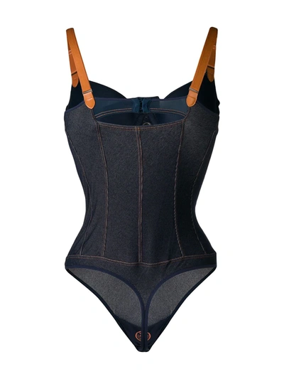 Shop Marlies Dekkers Calamity Jane Plunge Balcony Body Thong In Blue