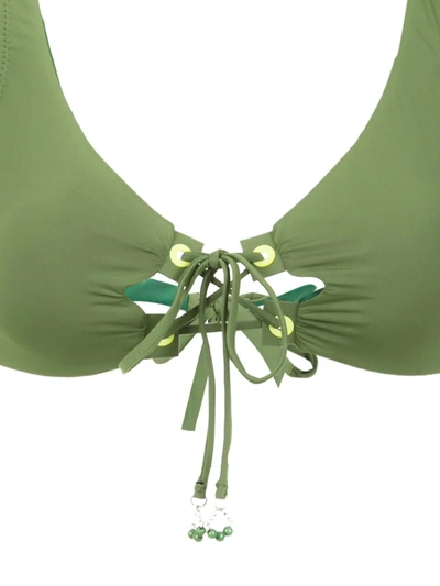 Shop Amir Slama Lace Up Bikini Set In Green