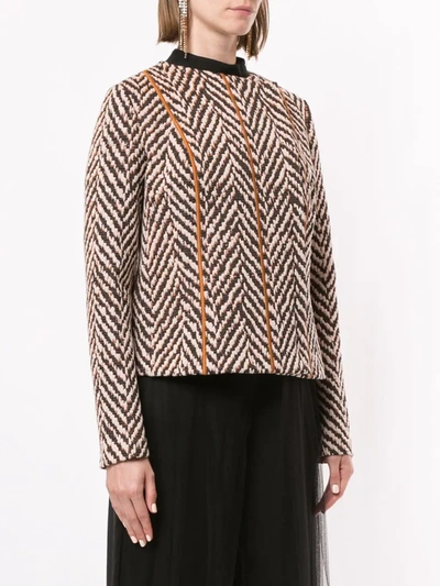 Shop Giorgio Armani Chevron Embroidered Jacket In Orange