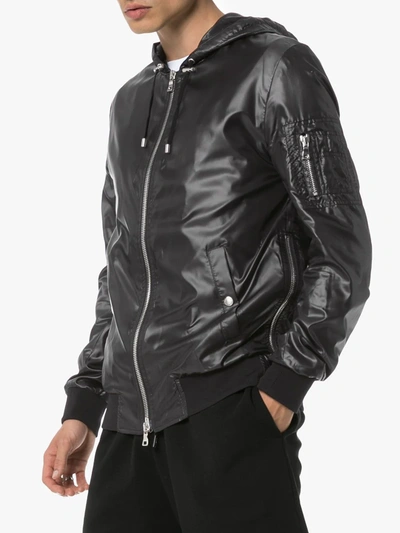 Shop Balmain Faux Leather Hooded Jacket In Black