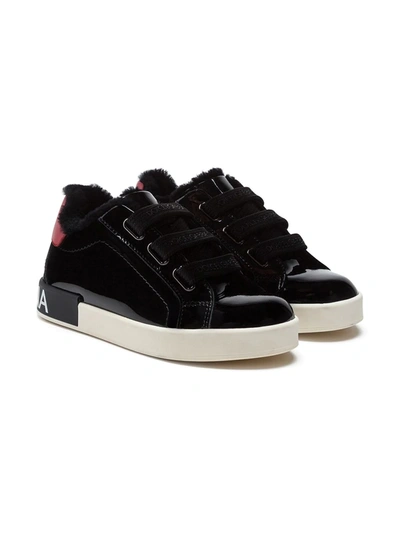 Shop Dolce & Gabbana Portofino Patent Leather Sneakers In Black