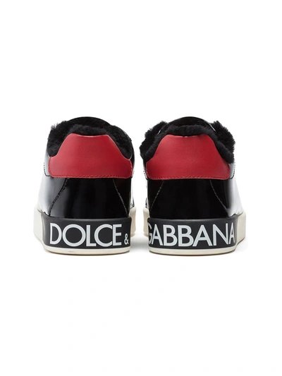 Shop Dolce & Gabbana Portofino Patent Leather Sneakers In Black