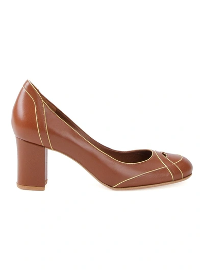 Shop Sarah Chofakian Mid-heel Pumps In Brown