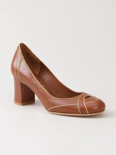 Shop Sarah Chofakian Mid-heel Pumps In Brown