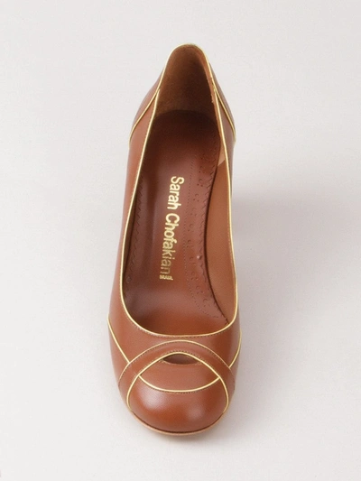 Shop Sarah Chofakian Mid-heel Pumps In Brown