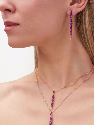 Shop Boghossian 18kt Rose Gold Merveilles Icicle Amethyst Medium Earrings In 紫色